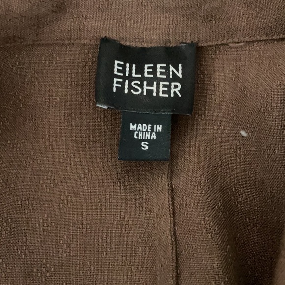 Eileen Fisher 100% Linen Boxy Cropped Brown Shirt size S - Picture 9 of 13